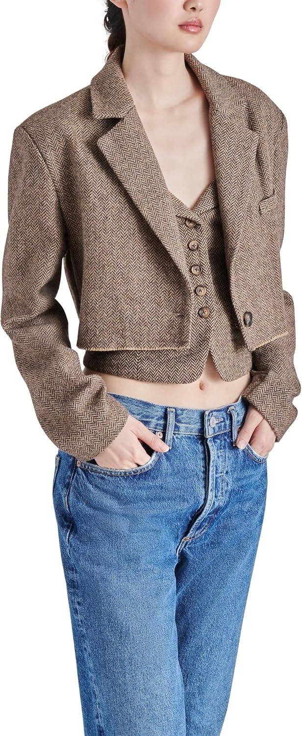image:imageSteve Madden Womens Rupi BlazerBrown Herringbone