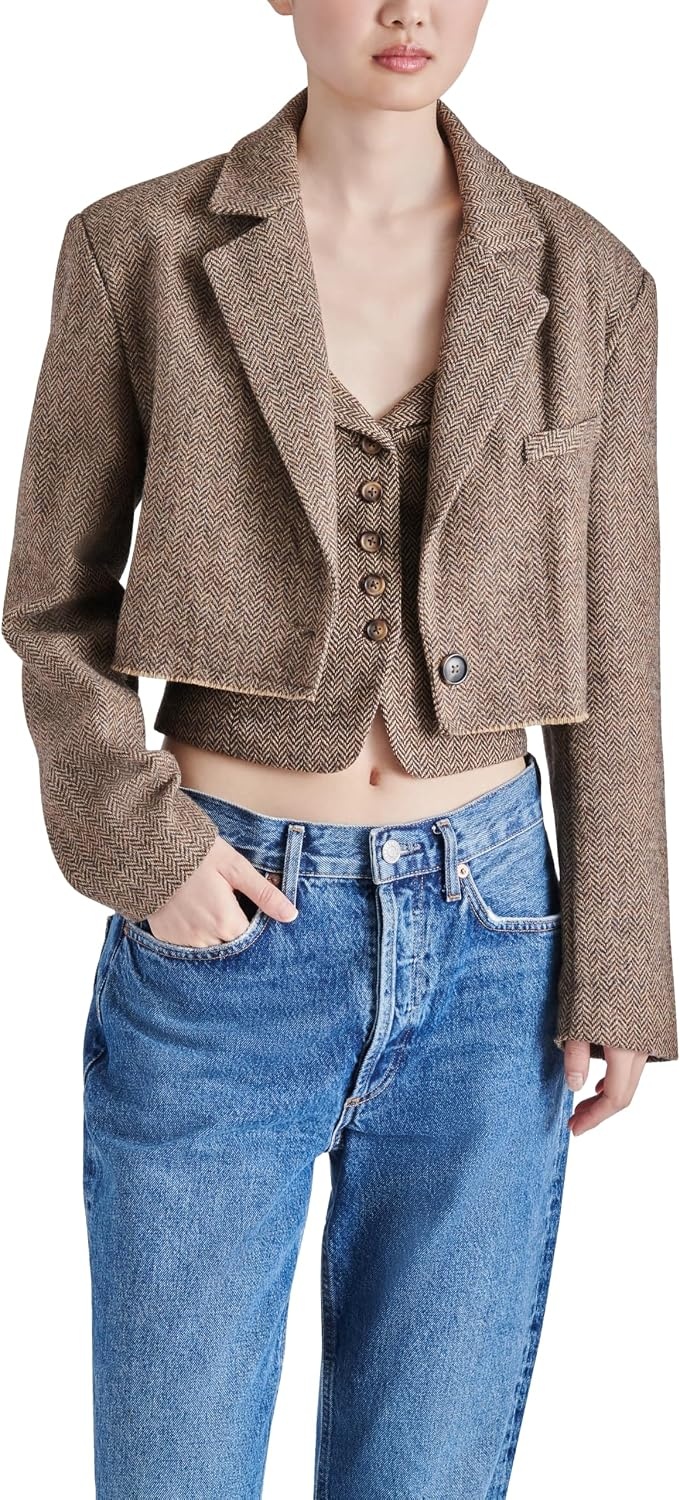 image:imageSteve Madden Womens Rupi BlazerBrown Herringbone