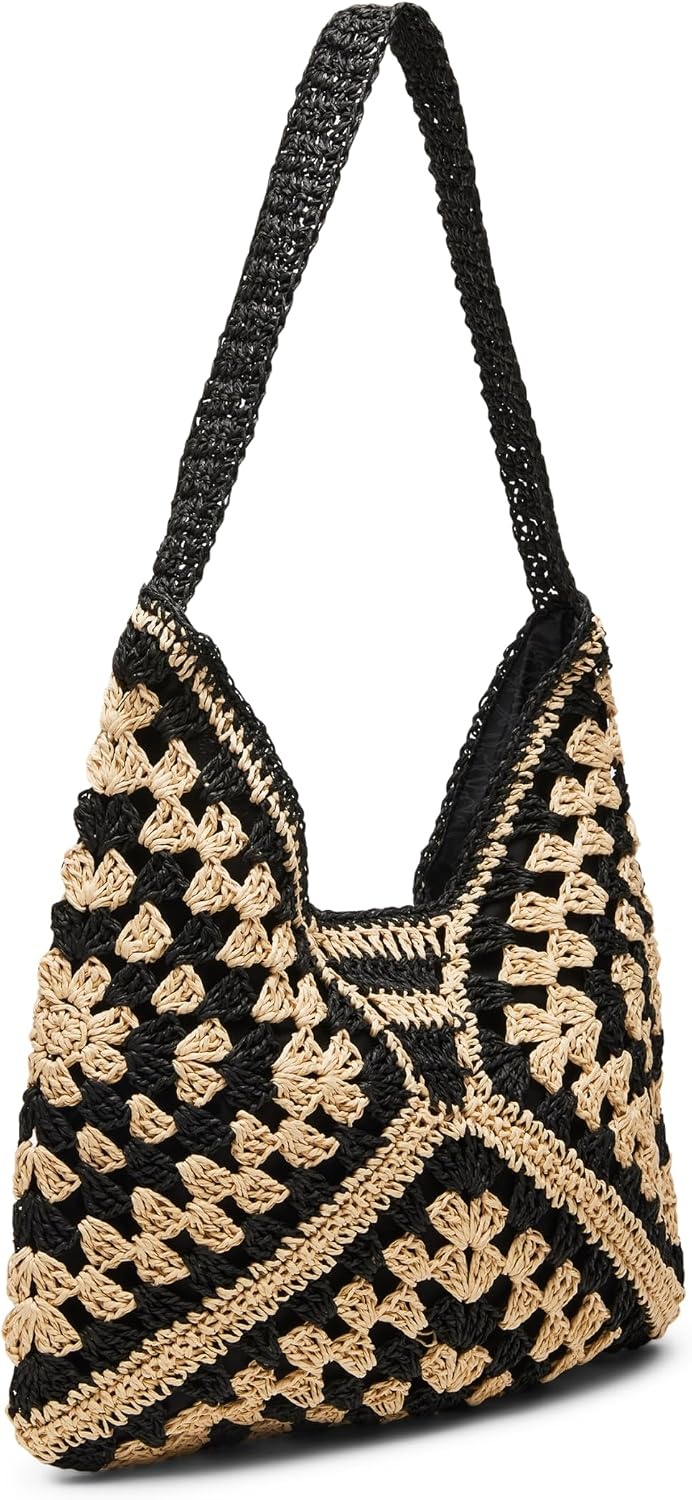 image:imageSteve Madden Womens Steve Madden Bora Straw Crochet HoboBlack