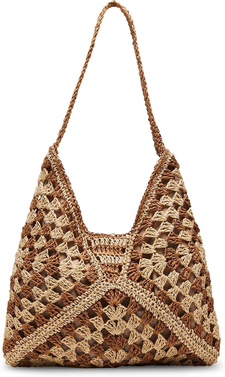 image:imageSteve Madden Womens Steve Madden Bora Straw Crochet HoboBone