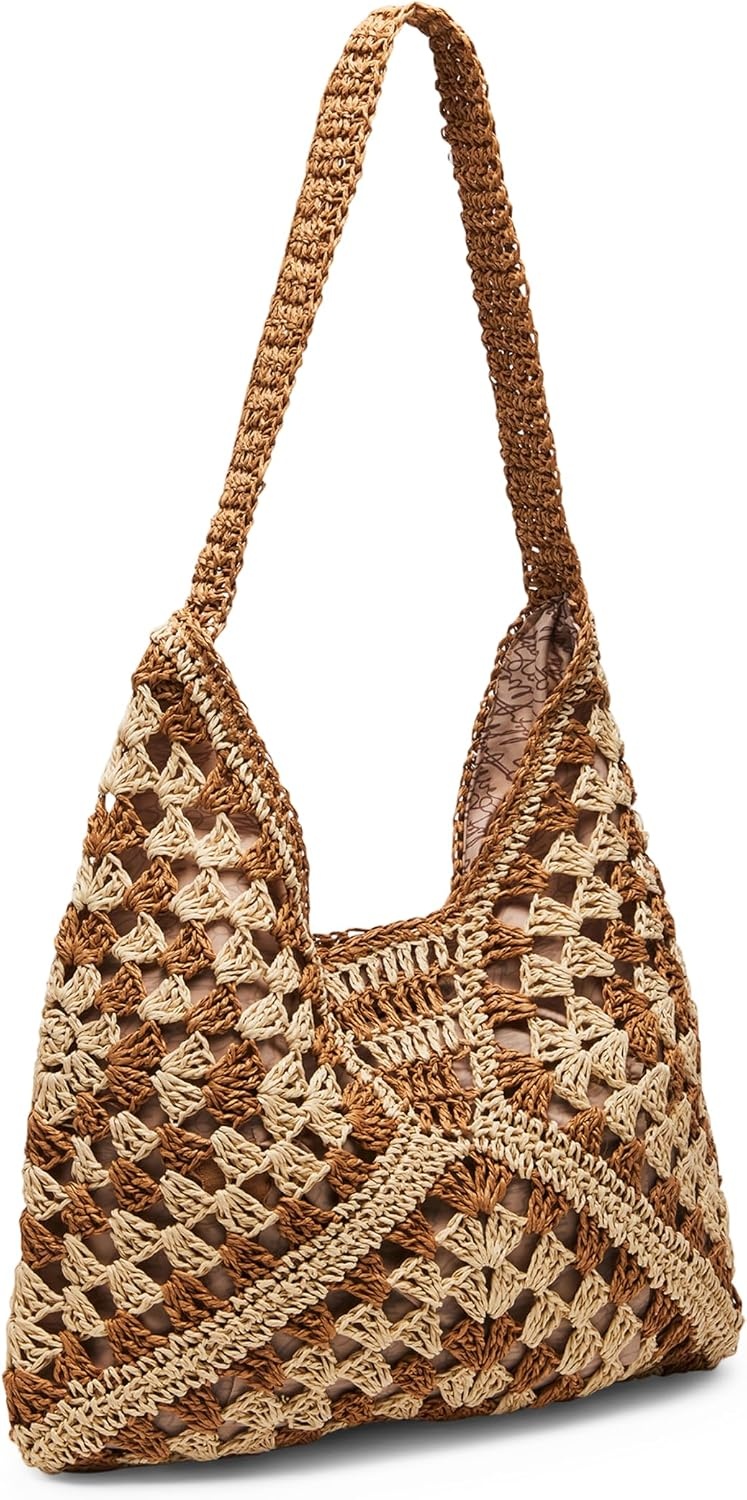 image:imageSteve Madden Womens Steve Madden Bora Straw Crochet HoboBone
