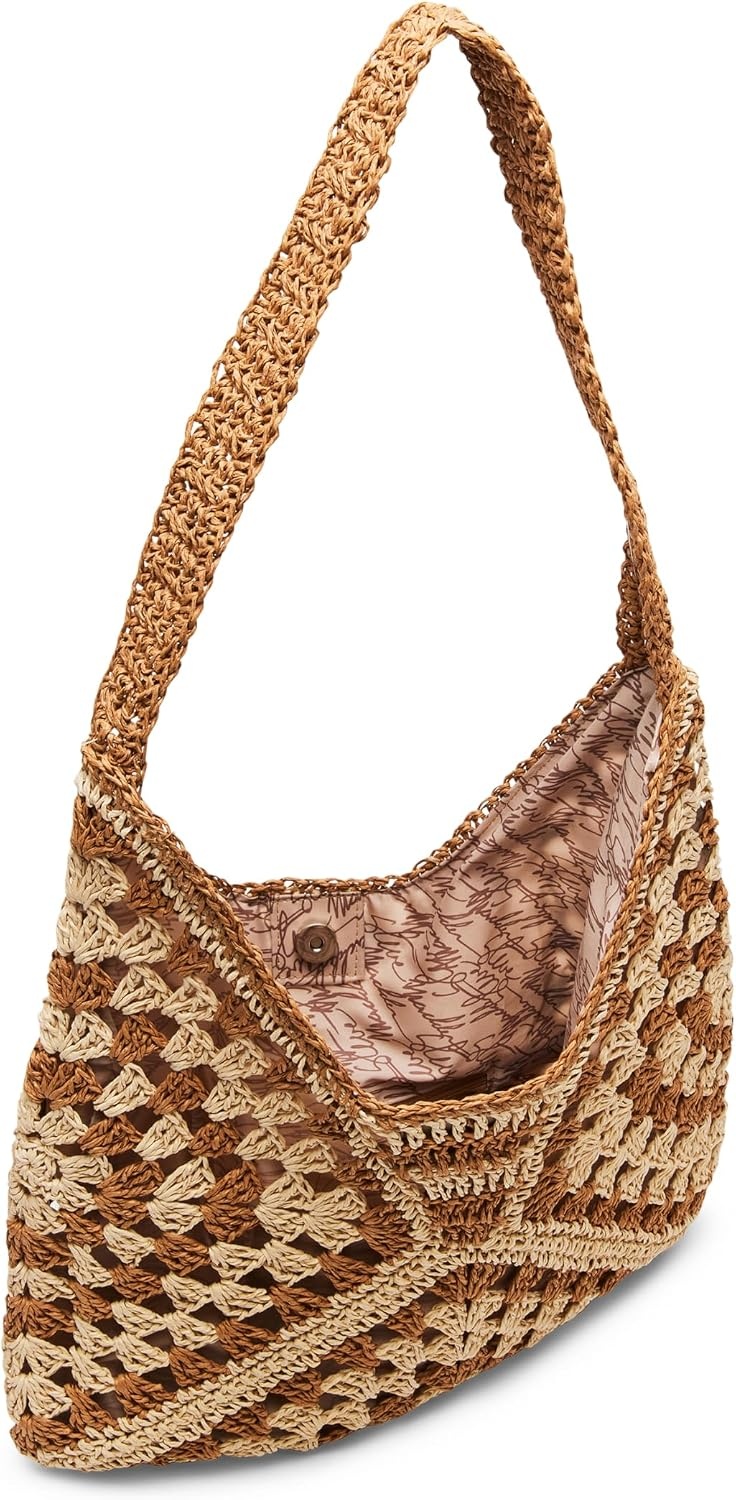 image:imageSteve Madden Womens Steve Madden Bora Straw Crochet HoboBone