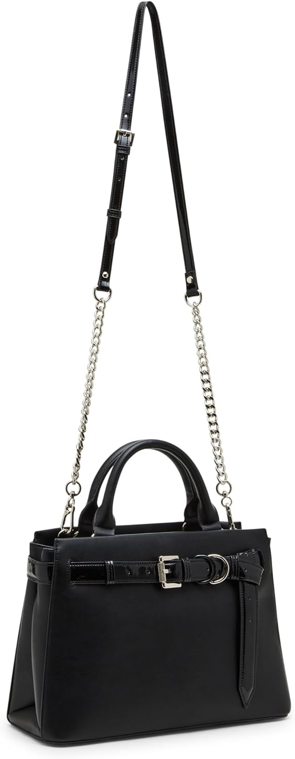 image:imageSteve Madden Womens Steve Madden Roxanne Smooth Satchel With Patent BeltBlack