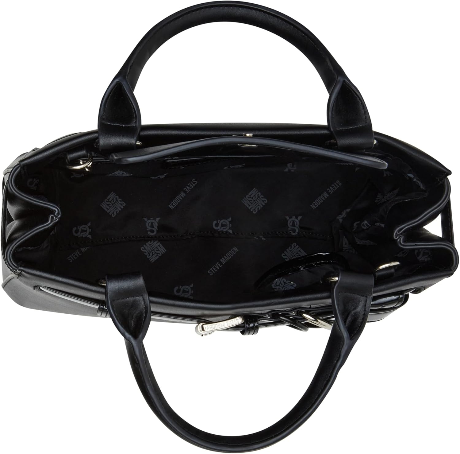 image:imageSteve Madden Womens Steve Madden Roxanne Smooth Satchel With Patent BeltBlack