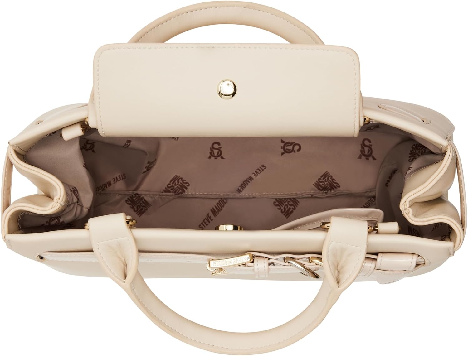 image:imageSteve Madden Womens Steve Madden Roxanne Smooth Satchel With Patent BeltSand