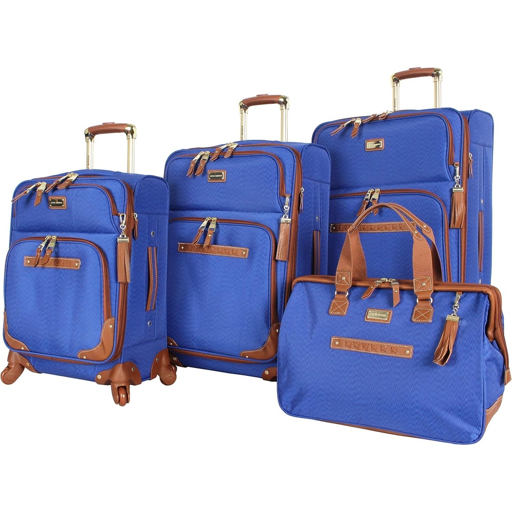 image:imageSteve Madden DesignerGepckkollektion 4teiliges SoftsideKofferSet ReiseSet enthlt eine Tragetasche 508 cm Handgepck 61 cm und 711 cm Karierte Koffer Blue One Size TravelBlue