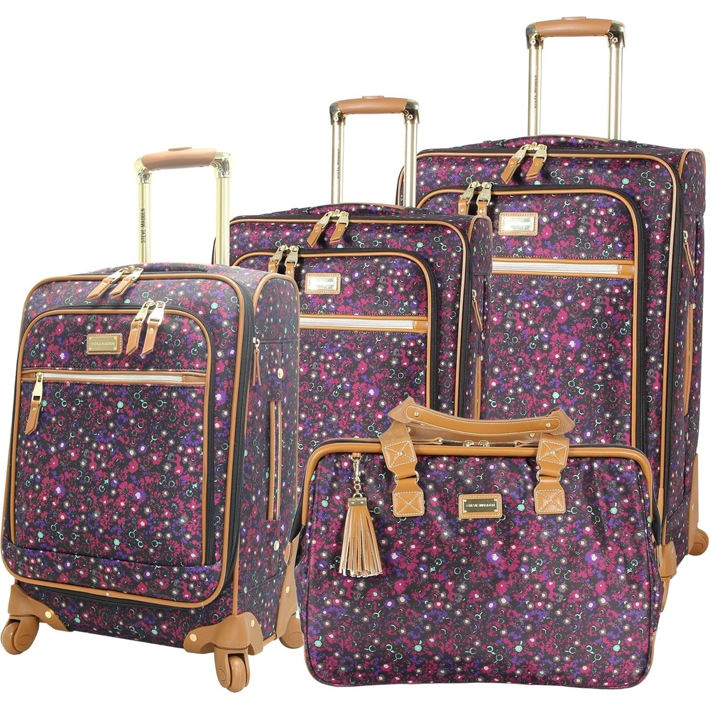 image:imageSteve Madden DesignerGepckkollektion 4teiliges SoftsideKofferSet ReiseSet enthlt eine Tragetasche 508 cm Handgepck 61 cm und 711 cm Karierte Koffer Blue One Size TravelDark Purple