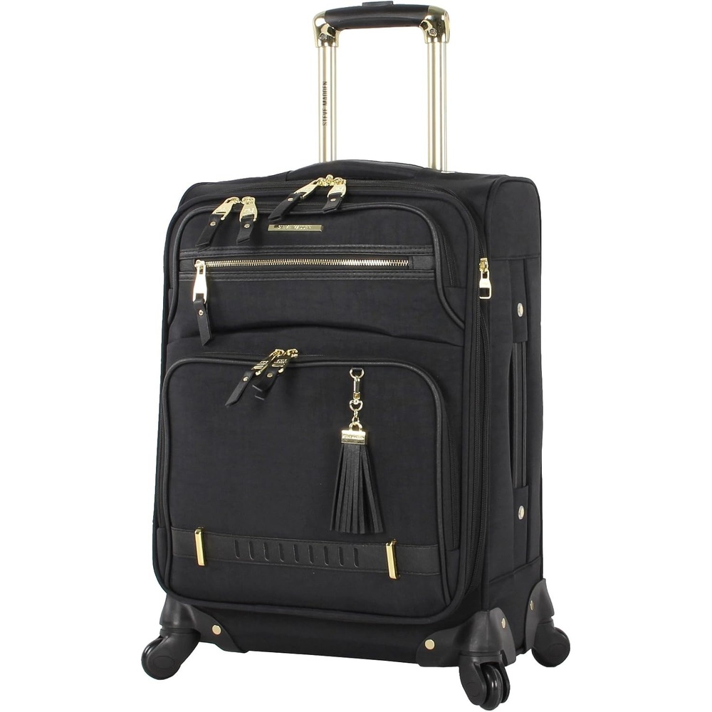 image:imageSteve Madden DesignerGepckkollektion Leichter SoftsideKoffer fr Damen und Herren strapazierfhige 508 cm groe Tragetasche mit 4 rollenden SpinnerRdern Peekaboo Purple 20in Carry on Bag WithPeekaboo Black