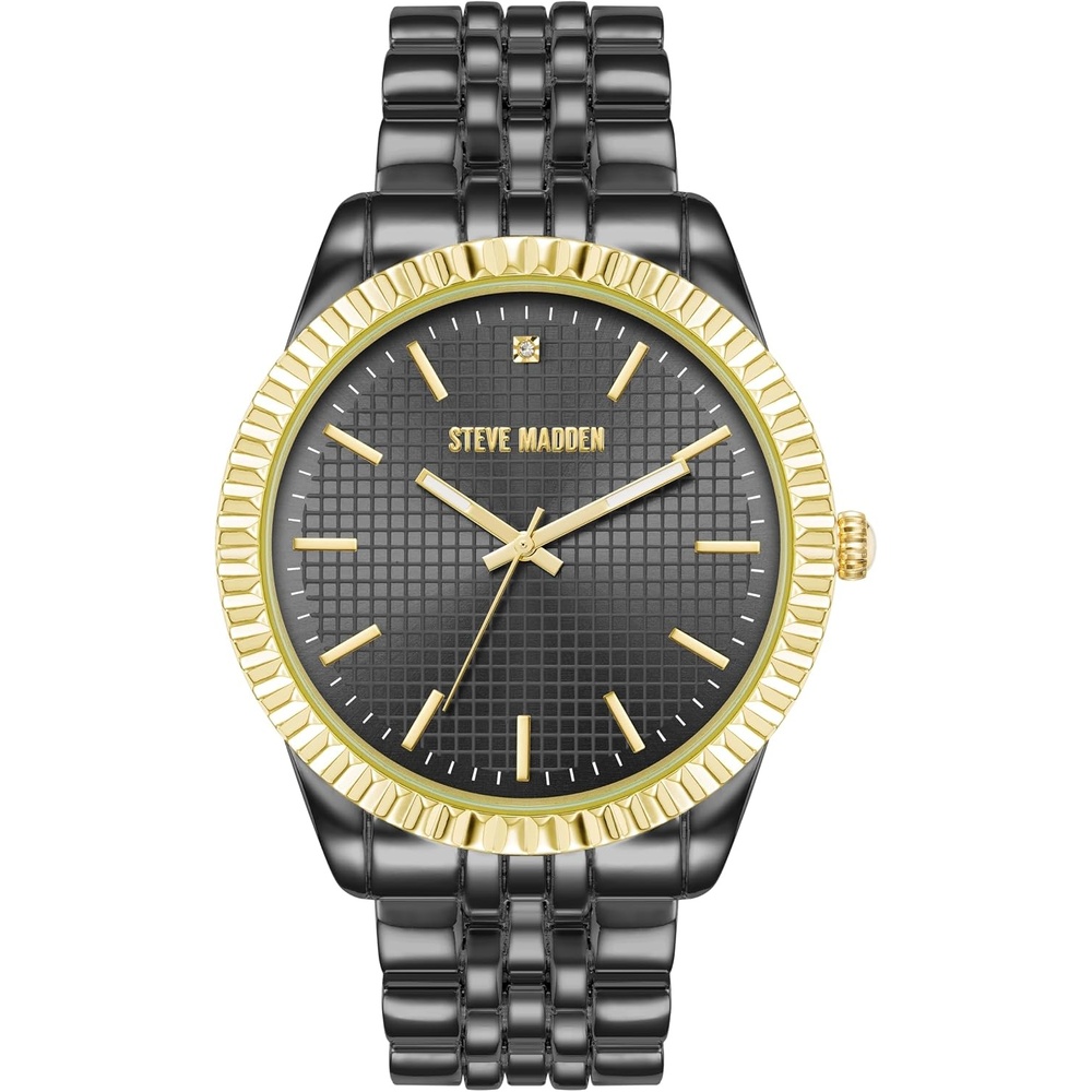 image:imageSteve Madden Mens Genuine Diamond Dial Bracelet WatchTwoToneDark Gray