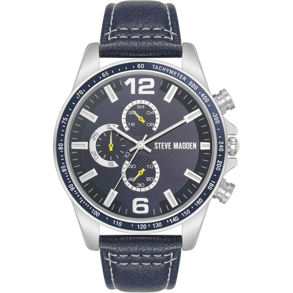 image:imageSteve Madden Mens Strap WatchNavy BlueSilver