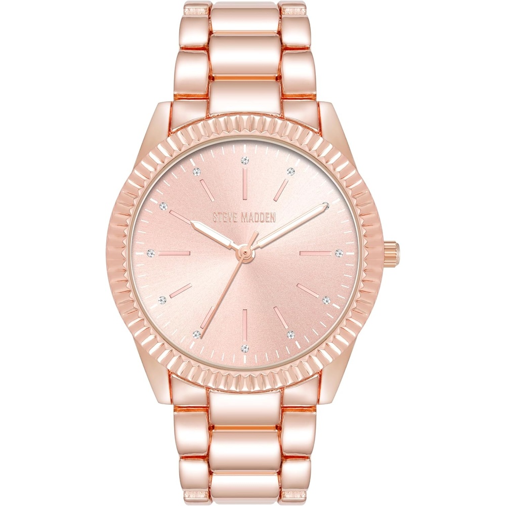 image:imageSteve Madden Womens Genuine Crystal Accented Bracelet WatchRose Gold
