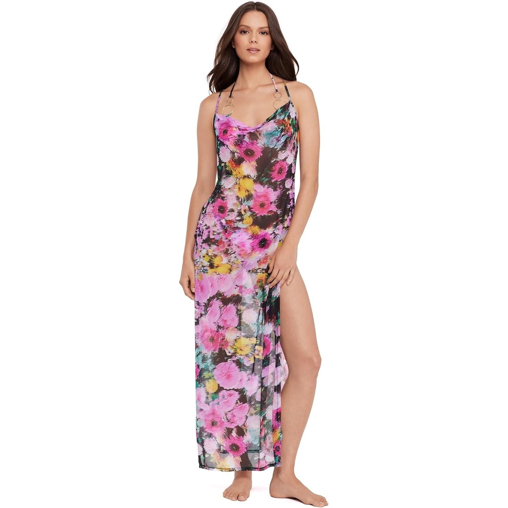 image:imageSteve Madden Womens Mesh Cowl Neck Coverup Maxi Dress with High SlitsDazy Fields