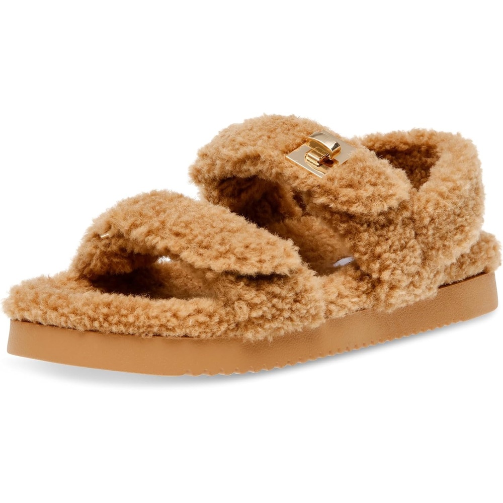 image:imageSteve Madden Womens Mona Black LeatherCamel Shearling