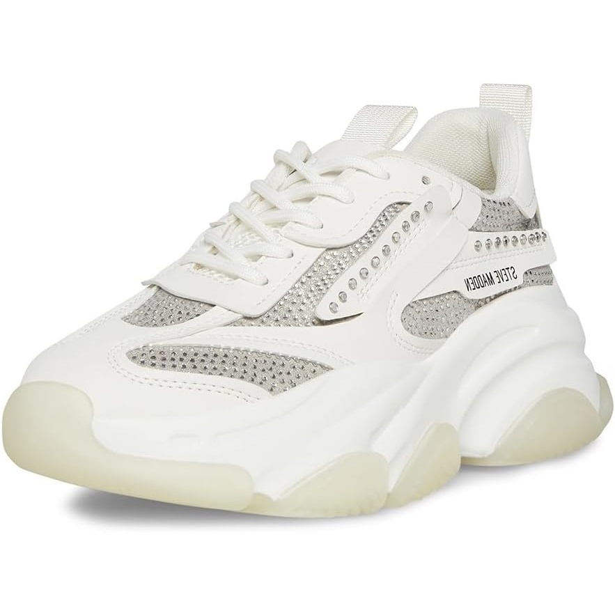 image:imageSteve Madden Womens Possession SneakerWhite Rhinestone