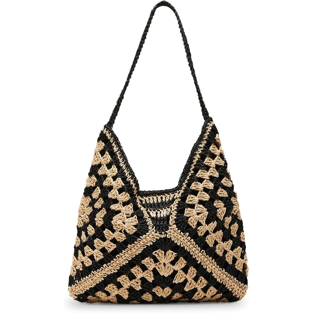 image:imageSteve Madden Womens Steve Madden Bora Straw Crochet HoboBlack