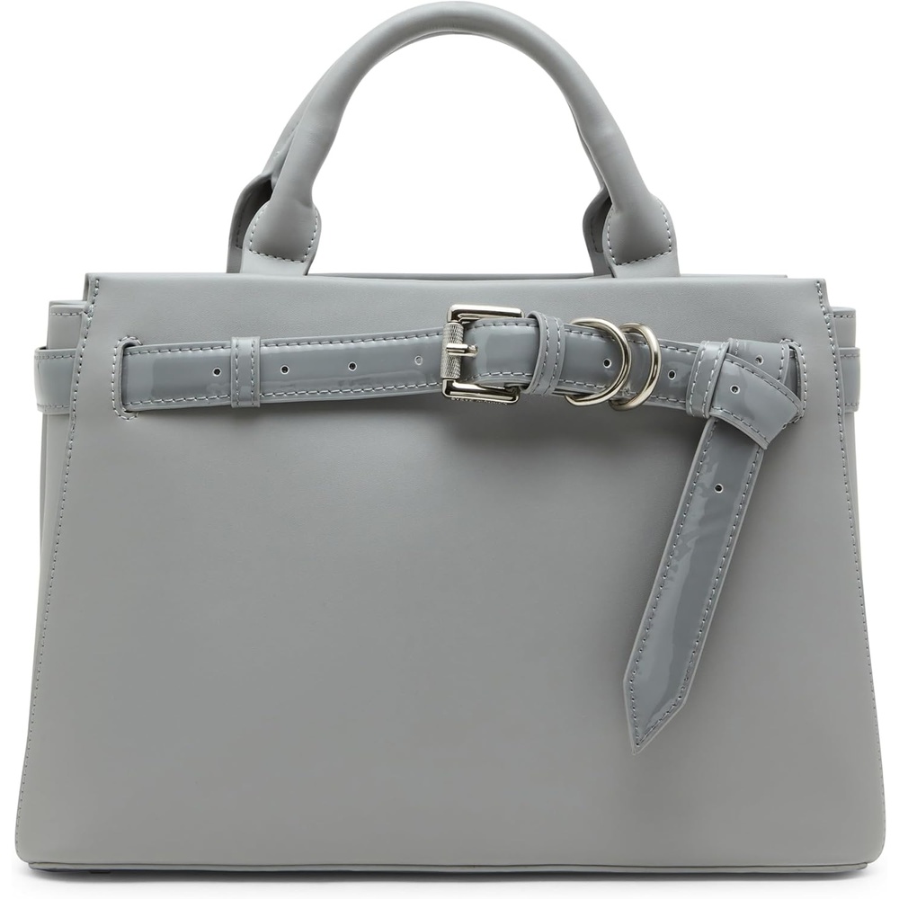 image:imageSteve Madden Womens Steve Madden Roxanne Smooth Satchel With Patent BeltLight Grey