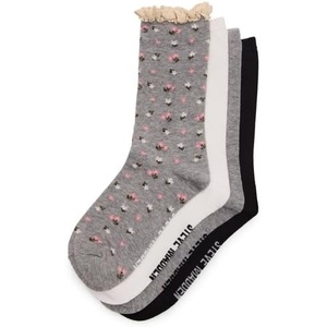 STEVE MADDEN 4PK DITSY FLORAL CROCHET WELT CREW HEATHER GREY 4PK ‘9-11