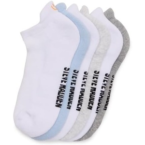 STEVE MADDEN 6PK SMILEY EMB ATHLETIC LOW CUT HALF CUSHION WHITE MULTI 6PK 9-11
