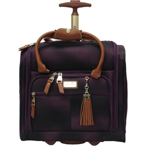 Steve Madden Designer 15 Inch Carry on Suitcase- Small Weekender Overnight Business Travel Luggage- Lightweight 2- Rolling Spinner Wheels Under Seat Bag for Women (Shadow Purple)(Shadow Purple)