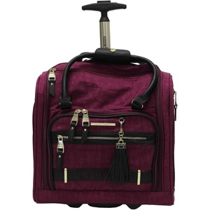 Steve Madden Designer 15 Inch Carry on Suitcase- Small Weekender Overnight Business Travel Luggage- Lightweight 2- Rolling Spinner Wheels Under Seat Bag for Women (Shadow Purple)(Peek-A-Boo Purple)