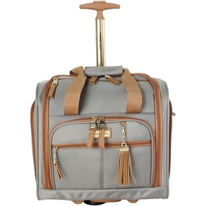 Steve Madden Designer 15 Inch Carry on Suitcase- Small Weekender Overnight Business Travel Luggage- Lightweight 2- Rolling Spinner Wheels Under Seat Bag for Women (Shadow Purple)(Harlo Gray)