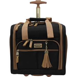 Steve Madden Designer 15 Inch Carry on Suitcase- Small Weekender Overnight Business Travel Luggage- Lightweight 2- Rolling Spinner Wheels Under Seat Bag for Women (Shadow Purple)(Harlo Black)