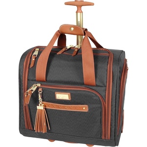 Steve Madden Designer 15 Inch Carry on Suitcase- Small Weekender Overnight Business Travel Luggage- Lightweight 2- Rolling Spinner Wheels Under Seat Bag for Women, Black, us-11, Sports(Black)