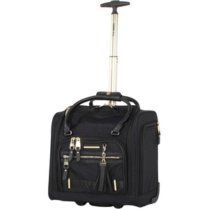 Steve Madden Designer 15 Inch Carry on Suitcase- Small Weekender Overnight Business Travel Luggage- Lightweight 2- Rolling Spinner Wheels Under Seat Bag for Women (Shadow Purple)(Peek-A-Boo Black)