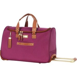 Steve Madden Designer Carry On Luggage Collection – Lightweight 20 Inch Duffel Bag- Weekender Overnight Business Travel Suitcase with 2- Rolling Spinner Wheels (Global Black)(Global Purple)