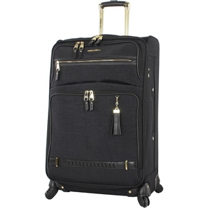 Steve Madden Designer Luggage – Checked Large 28 Inch Softside Suitcase – Expandable for Extra Packing Capacity – Lightweight Bag with Rolling Spinner Wheels (Harlo Gray)(Peek-A-Boo Black)