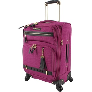 Steve Madden Designer Luggage – Checked Large 28 Inch Softside Suitcase – Expandable for Extra Packing Capacity – Lightweight Bag with Rolling Spinner Wheels (Harlo Gray)(Peek-A-Boo Purple)