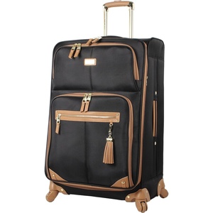 Steve Madden Designer Luggage – Checked Large 28 Inch Softside Suitcase – Expandable for Extra Packing Capacity – Lightweight Bag with Rolling Spinner Wheels (Harlo Gray)(Harlo Black)