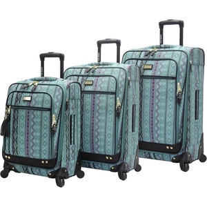 Steve Madden Designer Luggage Collection – 3 Piece Softside Expandable Lightweight Spinner Suitcase Set – Travel Set includes 20 Inch Carry on, 24 Inch & 28-Inch Checked Suitcases (Print/Teal)