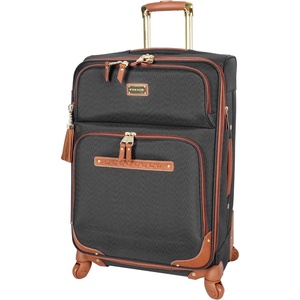 Steve Madden Designer Luggage Collection – Expandable 24 Inch Softside Bag – Durable Mid-sized Lightweight Checked Suitcase with 4-Rolling Spinner Wheels (Global Black)(Global Black)