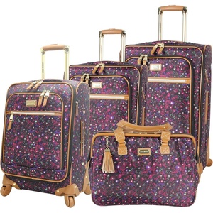 Steve Madden Designer-Gepckkollektion 4-teiliges Softside-Koffer-Set Reise-Set enthlt eine Tragetasche, 50,8 cm Handgepck, 61 cm und 71,1 cm Karierte Koffer, Blue, One Size, Travel(Dark Purple)