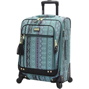 Steve Madden Designer-Gepckkollektion Leichter Softside-Koffer fr Damen und Herren strapazierfhige 50,8 cm groe Tragetasche mit 4 rollenden Spinner-Rdern, Peek-a-boo Purple, 20in, Carry on Bag With(Legends Turquoise)
