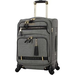 Steve Madden Designer-Gepckkollektion Leichter Softside-Koffer fr Damen und Herren strapazierfhige 50,8 cm groe Tragetasche mit 4 rollenden Spinner-Rdern, Peek-a-boo Purple, 20in, Carry on Bag With(Peek-a-boo Grey)