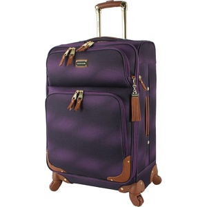 Steve Madden Designer-Gepckkollektion Leichter Softside-Koffer fr Damen und Herren strapazierfhige 50,8 cm groe Tragetasche mit 4 rollenden Spinner-Rdern, Peek-a-boo Purple, 20in, Carry on Bag With(Shadow Purple)