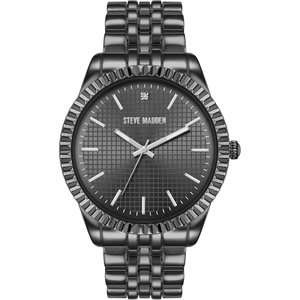 Steve Madden Men’s Genuine Diamond Dial Bracelet Watch(Dark Gray)