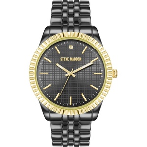 Steve Madden Men’s Genuine Diamond Dial Bracelet Watch(Two-Tone/Dark Gray)