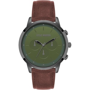 Steve Madden Men’s Strap Watch(Dark Gray/Green)