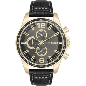 Steve Madden Men’s Strap Watch(Gray/Gold)