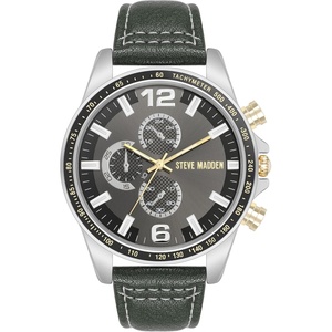 Steve Madden Men’s Strap Watch(Gray/Two-Tone)