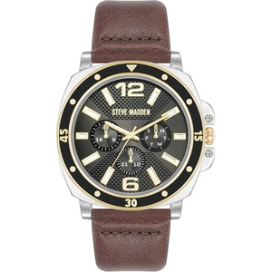 Steve Madden Men’s Strap Watch(Two-Tone/Gray)