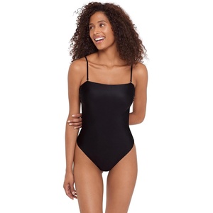 Steve Madden Women’s Bandeau One Piece Swimsuit with Removable Straps(Shine Bright Raven)