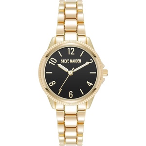 Steve Madden Women’s Bracelet Watch(Black/Gold)