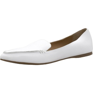 Steve Madden Women’s Featherl Loafer Flat(White Leather)