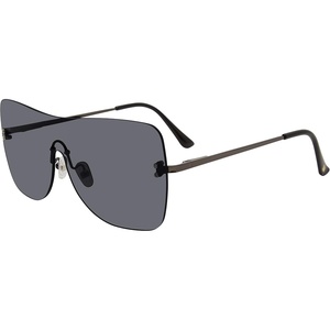 Steve Madden Women’s Female Sunglasses Style Bentley Shield, Shiny Gun Black/Solid Smoke, 140mm, 0mm