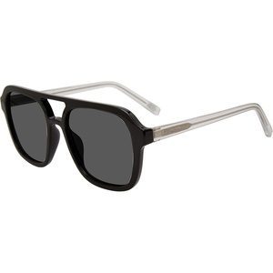 Steve Madden Women’s Female Sunglasses Style Jace Rectangular, Black/Crystal Clear/Solid Smoke, 56mm, 19mm
