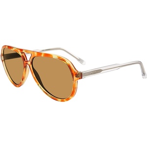 Steve Madden Women’s Female Sunglasses Style Lawson Pilot, Crystal Orange Tortoise/Solid Brown, 59mm, 13mm